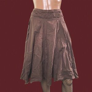 Vintage Y2K brown grunge tattered midi skirt